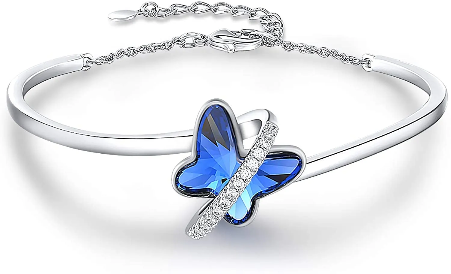 GEORGE · SMITH Bracciale Donna Placcato Argento, Regolabile, Bracciale Farfalla con Zirconi 5A - Idee Regalo Donne per San Valen