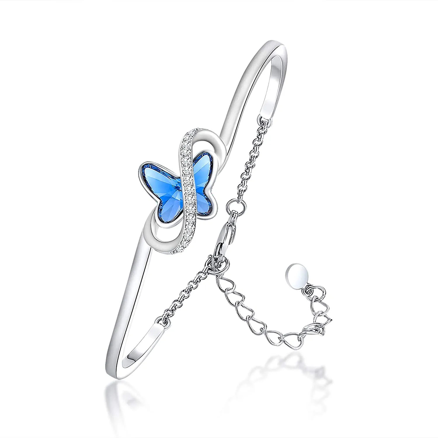 GEORGE · SMITH Bracciale Donna Placcato Argento, Regolabile, Bracciale Farfalla con Zirconi 5A - Idee Regalo Donne per San Valen